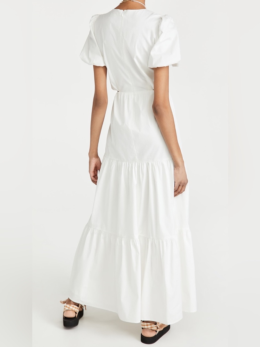 WAYF Plaza Cutout Maxi Dress M Ivory Cottagecore Bridal Vacation - Picture 2 of 5